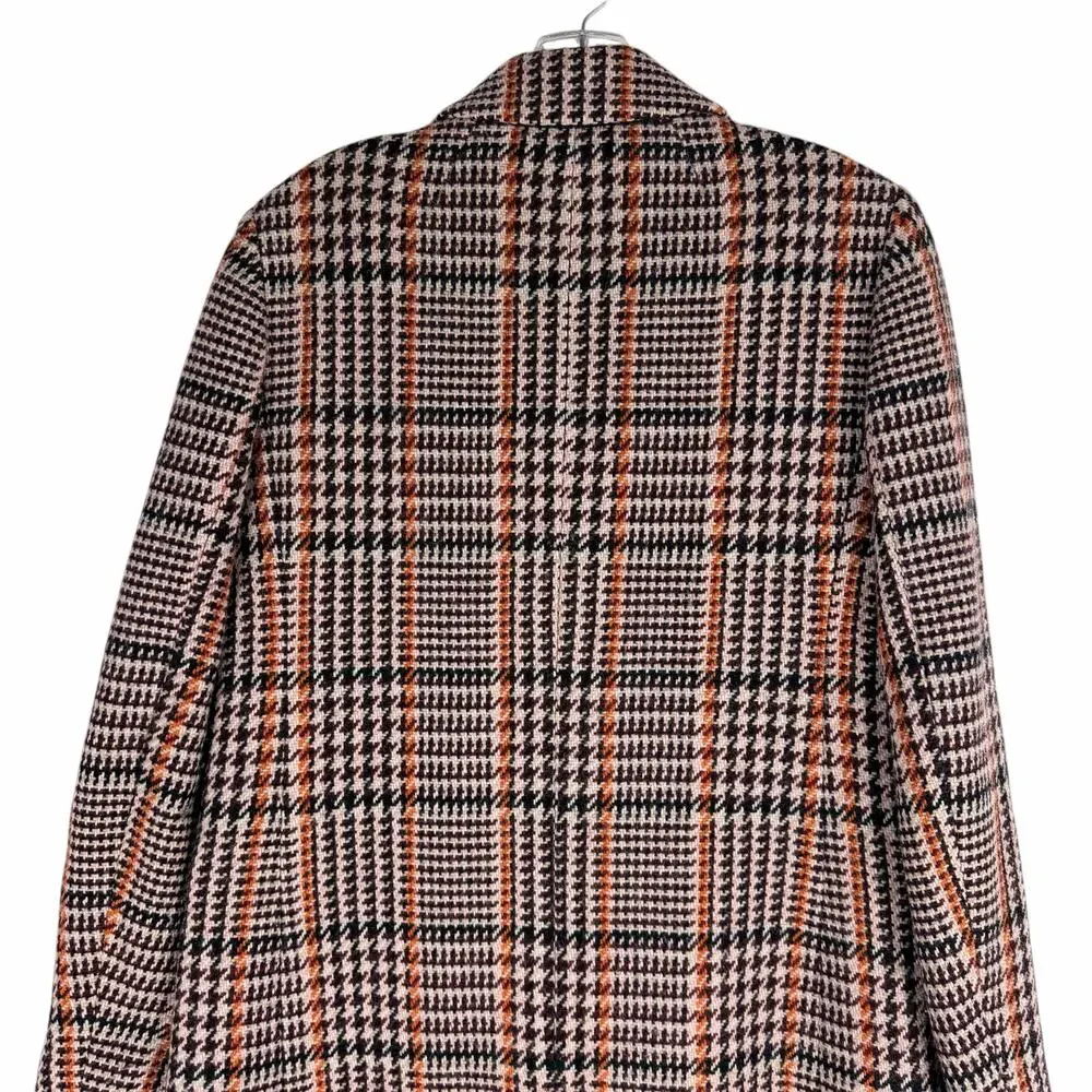 J. Crew Wool Blend Single Breasted Topcoat Cabernet Plaid Size 6 - Picture 8 of 12